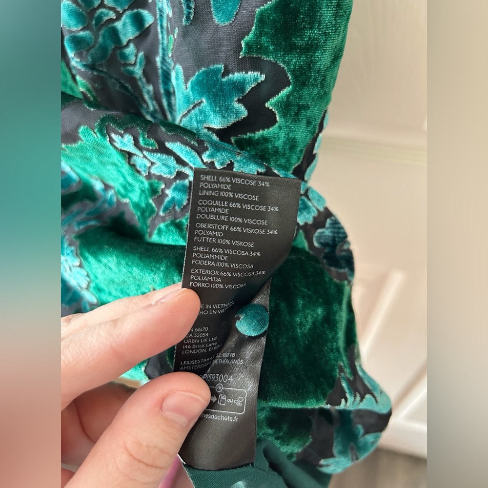 By Anthropologie Floral Velvet Dress in Teal and Black - Picture 8 of 10